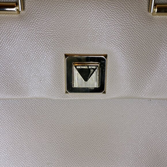 Michael Kors Sylvia Satchel Shoulder Bag - Beige Taupe Leather - Picture 2 of 16